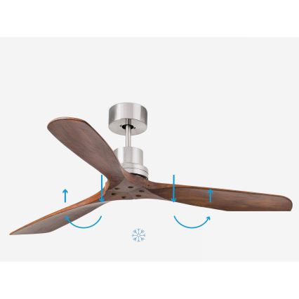 FARO 33370DC - Deckenventilator LANTAU braun/mattes Chrom d 132 cm + Fernbedienung